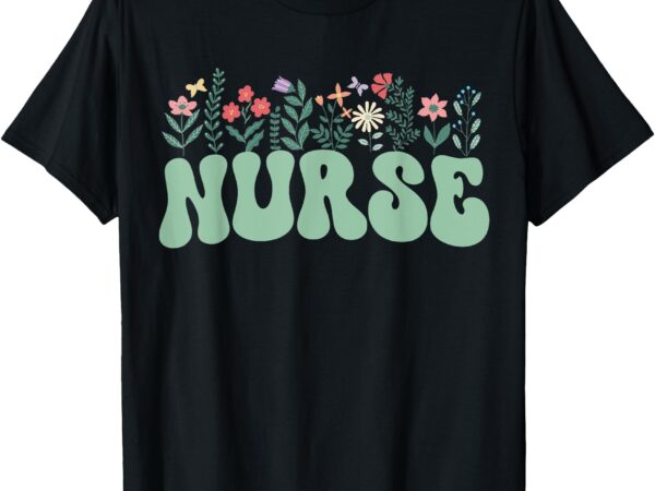 Vintage flower nurse retro cute groovy nurse flower nursing t-shirt