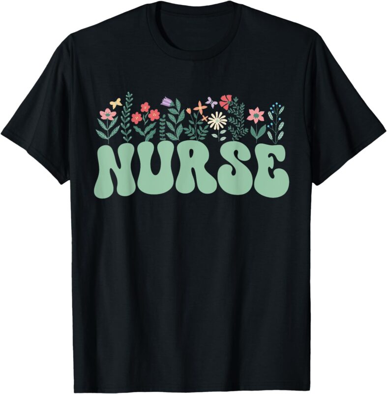 Vintage Flower Nurse Retro Cute Groovy Nurse Flower Nursing T-Shirt