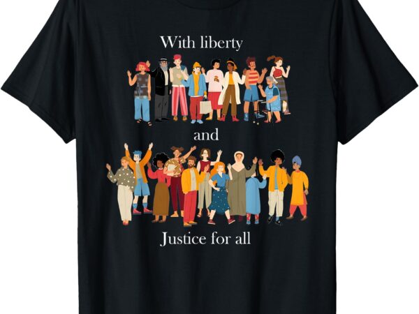 With liberty & justice for all rainbow lgbt gay pride month t-shirt