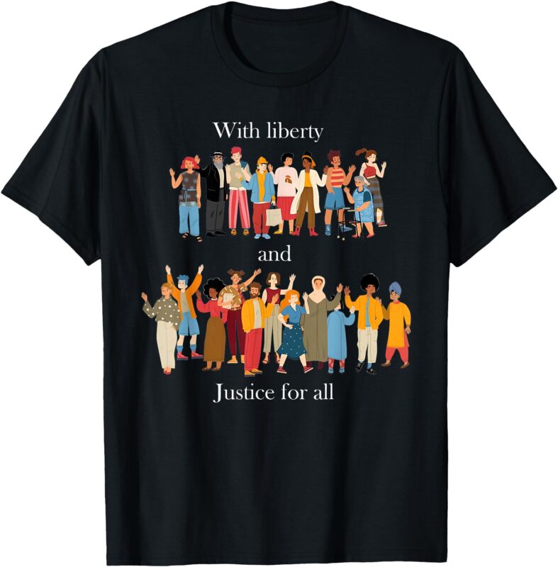 With Liberty & Justice For All Rainbow LGBT Gay Pride Month T-Shirt