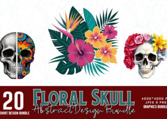 Popular Floral Collage t-shirt design bundle of 20 designs