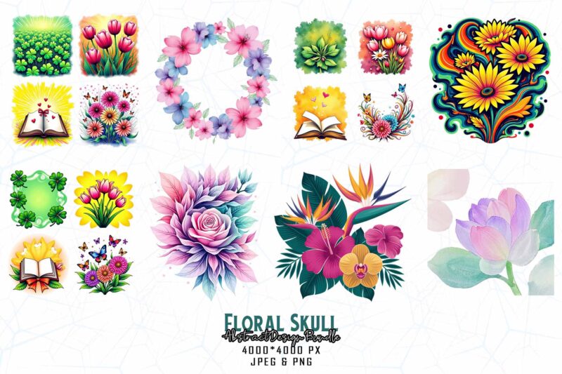 Popular Floral t-shirt design bundle of 20 designs – download instantly T-Shirt Bundle