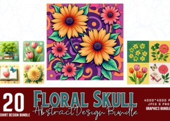 Popular Floral t-shirt design bundle of 20 designs – download instantly
