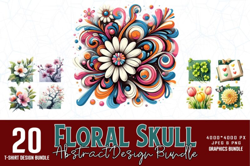 Popular Floral t-shirt design bundle of 20 designs – download instantly T-Shirt Bundle