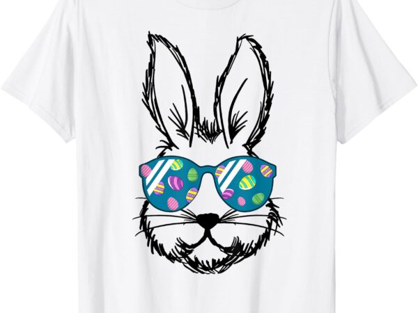 Happy easter day egg bunny face with sunglasses boys men t-shirt