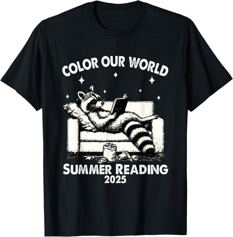 nice Raccoon Book Lover Summer Reading 2025 T-Shirt
