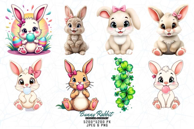 Popular Easter Sunday Bunny t-shirt design bundle of 20 designs – download instantly