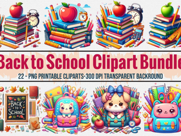 Back to school clipart bundle t shirt template