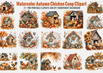 Autumn chicken coop clipart
