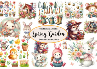 Cute cartoon spring garden clipart