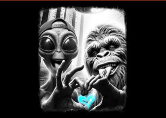 Bigfoot Sasquatch Alien Lovefest Love Hand Sign 0LTD4V PNG