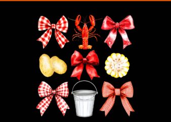 Bow Cute Coquette Crawfish Boil Y2K Girl Aesthetic PNG