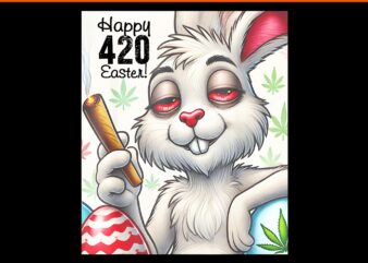 Happy 420 Easter Bunny PNG, Funny Weed Smoking Rabbit Cannabis 420 PNG