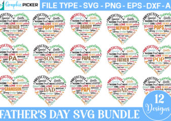 Father's day heart shape svg bundle, fathers day heart, fathers day svg