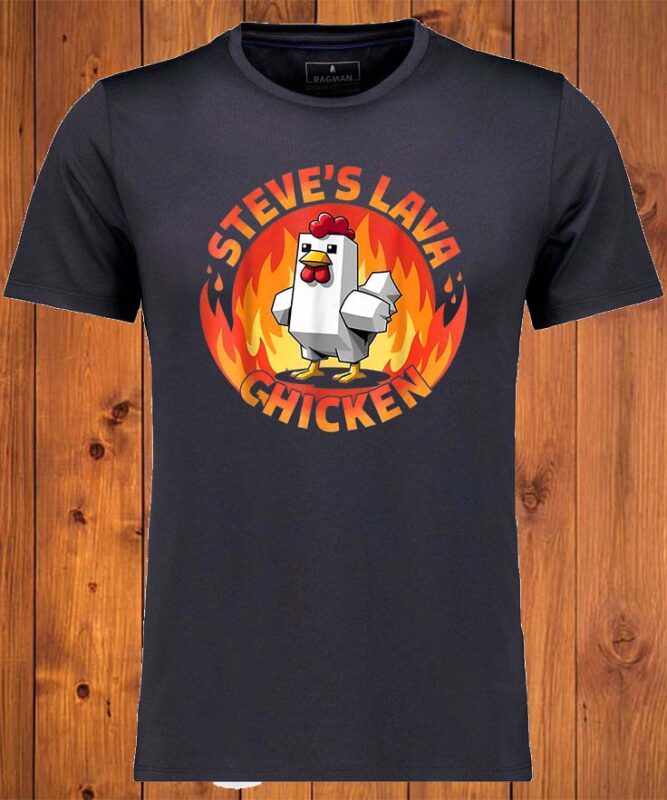Lava Chicken Miners Meme Steve Pixel Gaming Boys Kids Game T-Shirt design