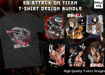 50 Attack on Titan T-shirt Designs Bundle
