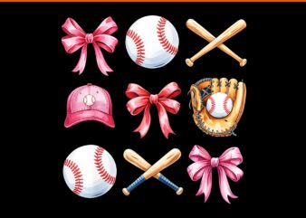 Baseball Coquette Bow PNG, Baseball Cheer Mom Mama PNG