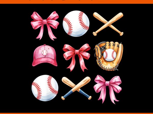 Baseball coquette bow png, baseball cheer mom mama png t shirt template