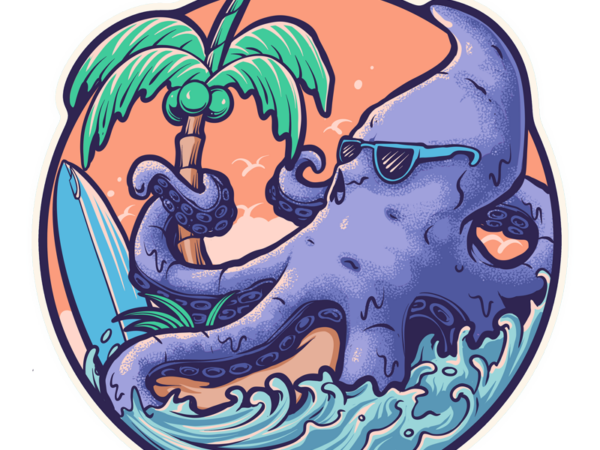 Summer octo t shirt template vector