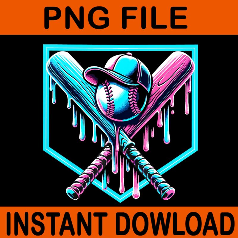 Baseball Drip Baseball Ice Cream Drip Baseball PNG, Baseball Drip PNG, Respect The Drip Baseball PNG