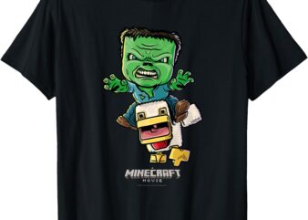 A Minecraft Movie Chicken Jockey Baby Zombie Animated T-Shirt