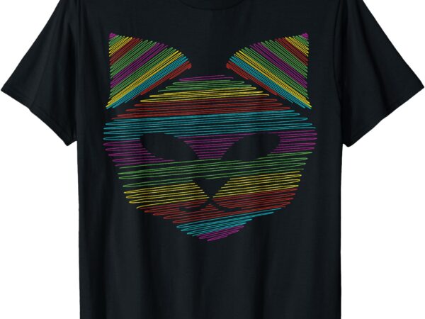 Abstract-colorful-cat-lover-graphic-t-shirt
