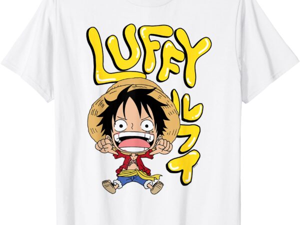 Anime luffy chibi with bubble letters t-shirt