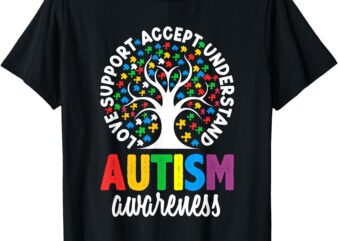 Autism Awareness Puzzle Heart Support Men Women T-Shirt