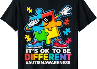 Autism Dabbing Puzzle It’s OK To Be Different Autism T-Shirt
