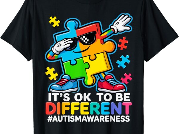 Autism dabbing puzzle it’s ok to be different autism t-shirt
