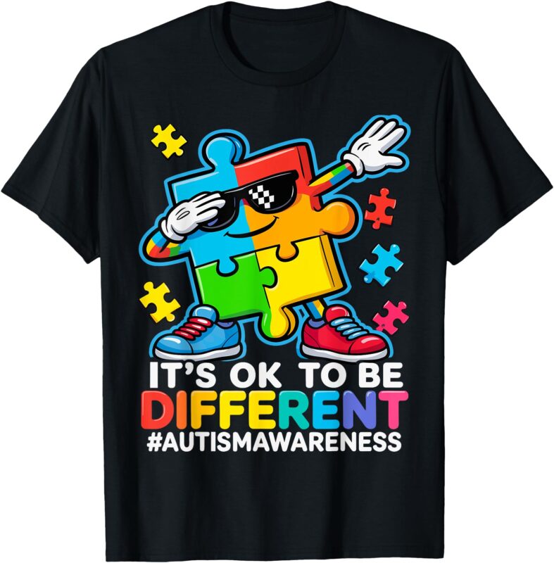 Autism Dabbing Puzzle It’s OK To Be Different Autism T-Shirt