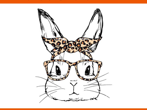 Bunny face leopard glasses bandana easter day png t shirt template