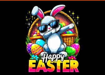 Dabbing Bunny Easter Day PNG, Rabbit Happy Easter PNG