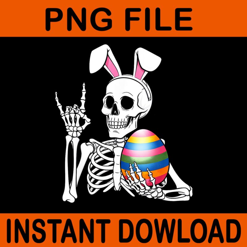 Skeleton Bunny Rock Hand PNG, Skeleton Rocker Easter PNG