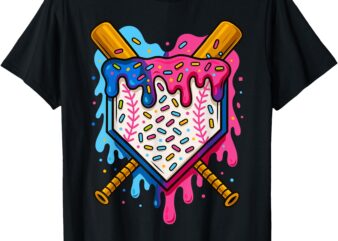 Baseball Boys Ice Cream Drip Baseball T-Shirt