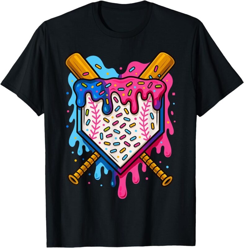 Baseball Boys Ice Cream Drip Baseball T-Shirt