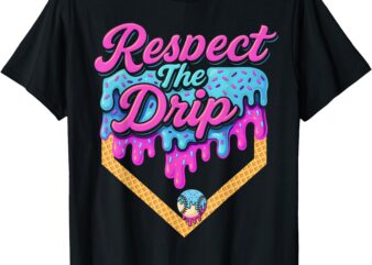 Baseball Drip Boys Home Plate Ice Cream Respect The Drip T-Shirt