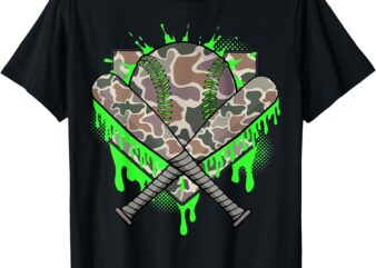 Baseball Drip For Boys Ice Cream Dripping Boys Baseball Camo T-Shirt