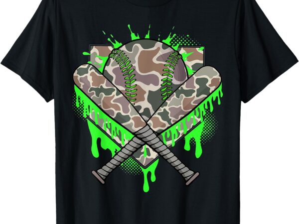 Baseball drip for boys ice cream dripping boys baseball camo t-shirt