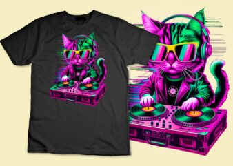 House Music Festival Cat DJ Techno Rave EDM Kitty Cat Lover Tank Top design