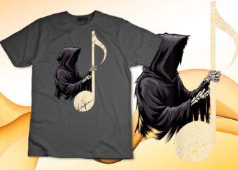 Funny Music Note Grim Reaper Music Lover T-Shirt design