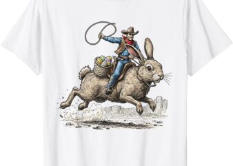 Cowboy Riding Easter Bunny Western Howdy Easter Funny T-Shirt