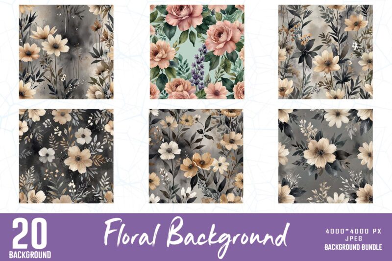 Vintage Floral t-shirt design bundle of 20 designs – download instantly Retro Vintage Illustration