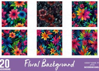 Trendy Retro Floral t-shirt design bundle of 20 designs