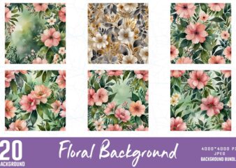 Vintage Floral t-shirt design bundle of 20 designs – download instantly