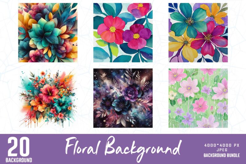 Vintage Floral t-shirt design bundle of 20 designs
