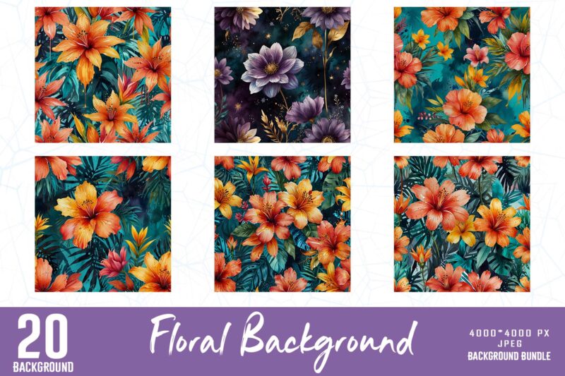 Popular Floral t-shirt design bundle of 20 designs – download instantly