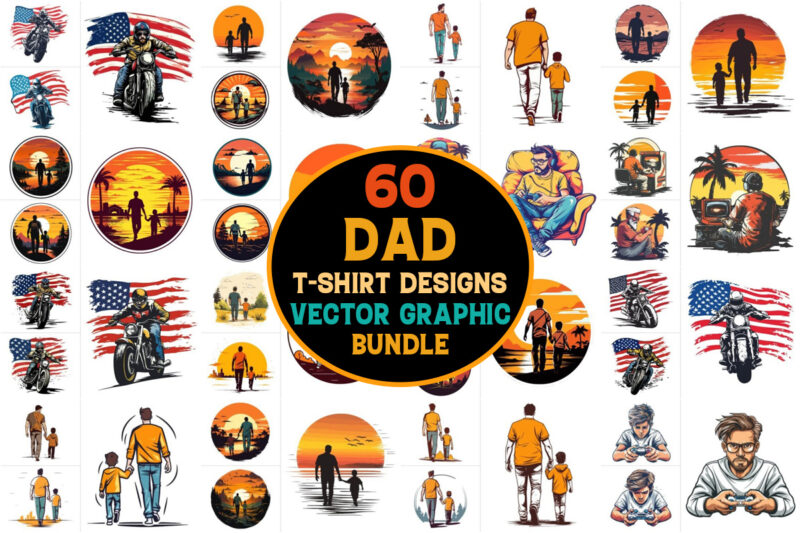 Dad T-Shirt Design Vector Graphic Bundle