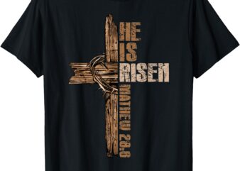 Easter Cross He Is Risen Jesus Christian Happy Easter Men T-Shirt