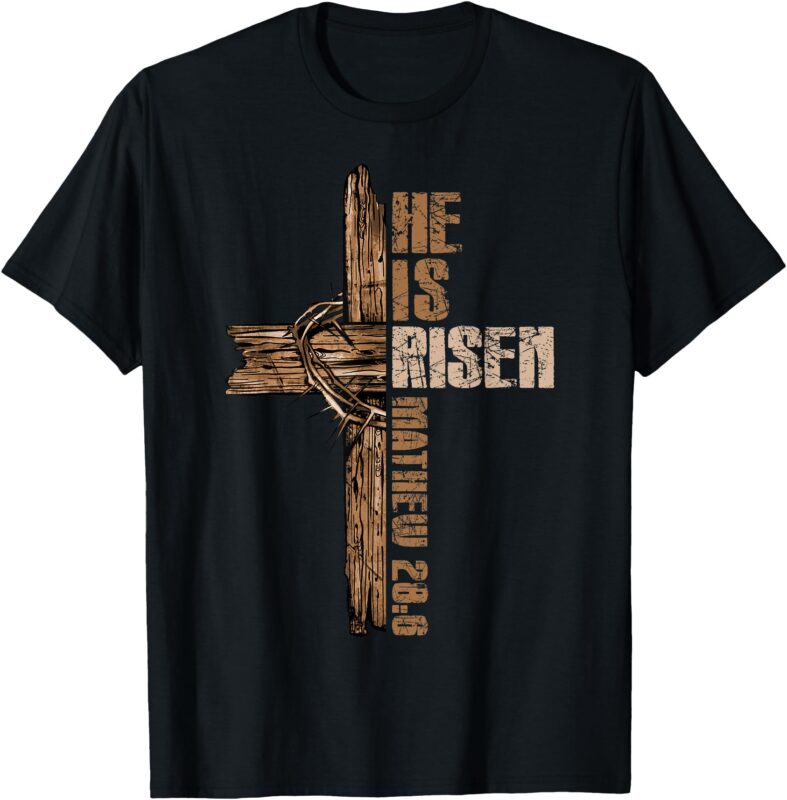 Easter Cross He Is Risen Jesus Christian Happy Easter Men T-Shirt